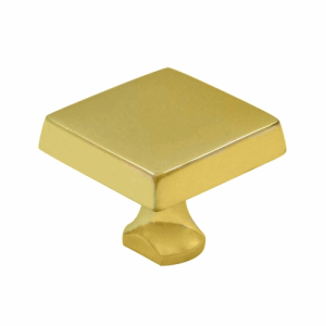 DELTANA 1 Inch Deltana Solid Brass Square Knob (PVD Lifetime Polished Brass)