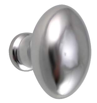 1 1/4 Inch Traditional Solid Brass Egg Knob (Polished Chrome Finish)
