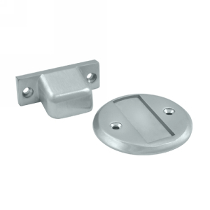 DELTANA Baseboard Magnetic Door Hold / Door Stop (Brushed Chrome Finish)