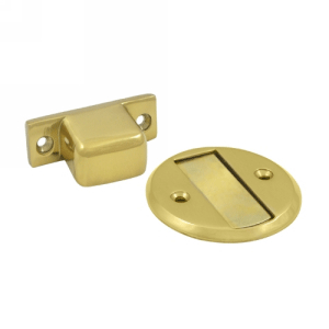 Baseboard Magnetic Door Hold / Door Stop (Polished Brass Finish)