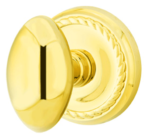 Solid Brass Egg Door Knob Set With Rope Rosette