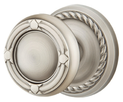 Solid Brass Ribbon & Reed Door Knob Set With Rope Rosette