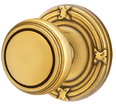 Solid Brass Norwich Door Knob Set With Ribbon & Reed Rosette