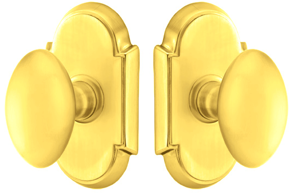 Solid Brass Egg Door Knob Set With # 8 Rosette