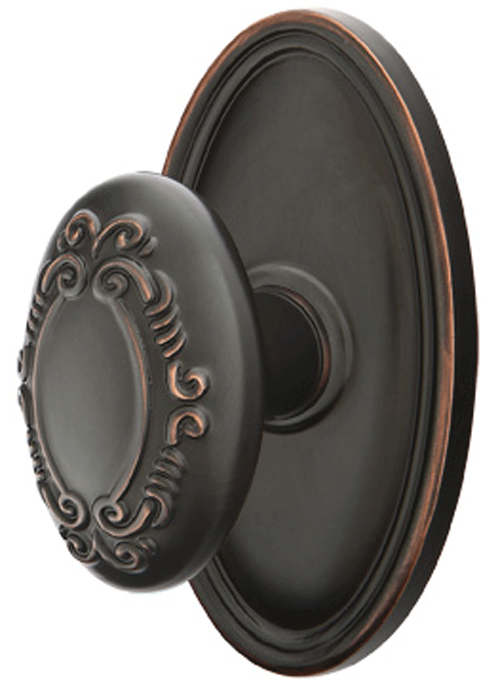 Solid Brass Victoria Door Knob Set With Oval Rosette