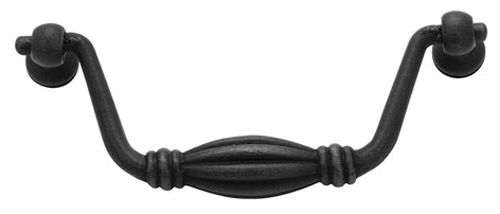 10 1/2 Inch (10 Inch c-c) Tuscany Bronze Fluted Bail Pull (Matte Black Finish)