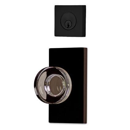 Modern Square Entryway Set with Crystal Disc Knob (Several Finishes Available)