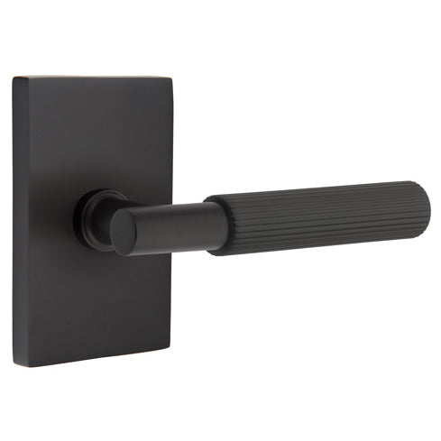 EMTEK Emtek T-Bar Straight Knurled Lever With Modern Rectangular Rosette (Several Finishes Available)