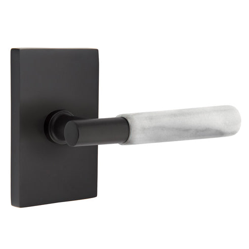 EMTEK Emtek T-Bar White Marble Lever With Modern Rectangular Rosette (Several Finishes Available)