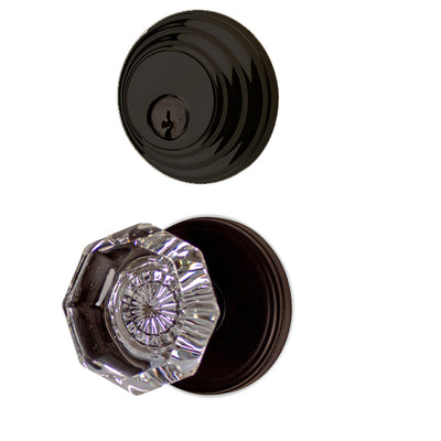 Classic Disc Low Profile Entryway Set with Crystal Octagon Knob (Several Finishes Available)