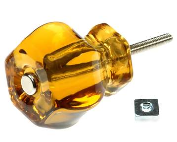 1 1/2 Inch Warm Amber Glass Knobs