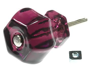 1 1/2 Inch Amethyst (Purple) Glass Knobs