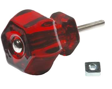 1 1/2 Inch Ruby Red Glass Knobs