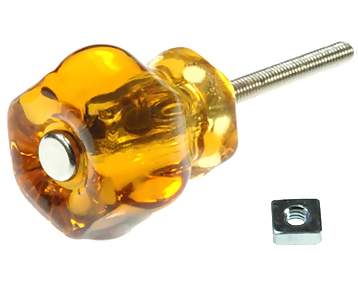 1 1/4 Inch Warm Amber Glass Knobs