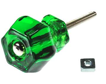 1 1/4 Inch Emerald ( Dark Green) Glass Knobs