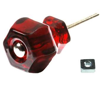 1 1/4 Inch Ruby Red Glass Knobs