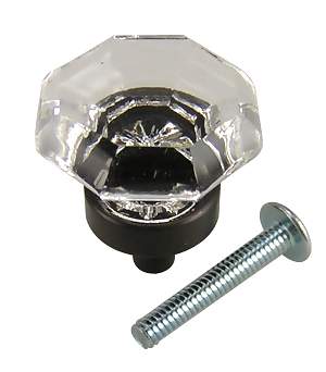 1 Inch Crystal Octagon Old Town Cabinet Knob (Oil Rubbed Bronze Base)
