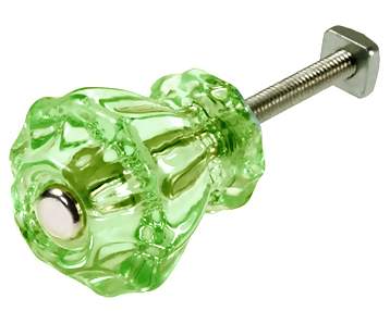 Astoria 1 1/4 Inch Depression Green Decagon Teardrop Glass Knob