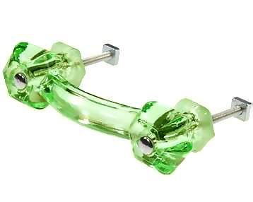 4 1/4 Inch Overall (3 Inch c-c) Depression Green Glass Pull Handles