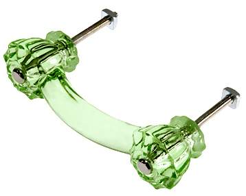 Astoria 4 1/4 Inch Overall (3 Inch c-c) Depression Green Decagon Teardrop Shape Glass Pulls