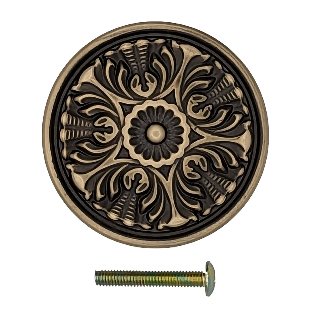 2 Inch Victorian Star Filigree Doorknob (Antique Brass Finish) COPPER MOUNTAIN HARDWARE