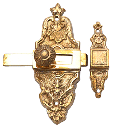 4 5/8 Inch Tall French Door or Cabinet Slide Bolt Latch (Polished Brass Finish)