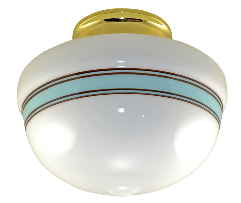 Striped Glass Overhead Light Fixture (Polished Brass Finish)
