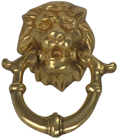 2 4/5 Inch Solid Brass Lion Drop Drawer Ring Pull (Polished Brass)