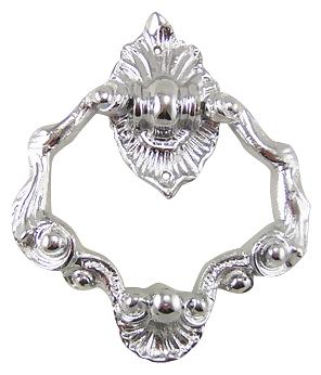 4 Inch Ornate Shell Pattern Ring Pull (Polished Chrome Finish)