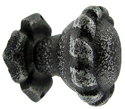 1 3/8 Inch Wrought Iron Rosette Knob & Back Plate (Black Iron)