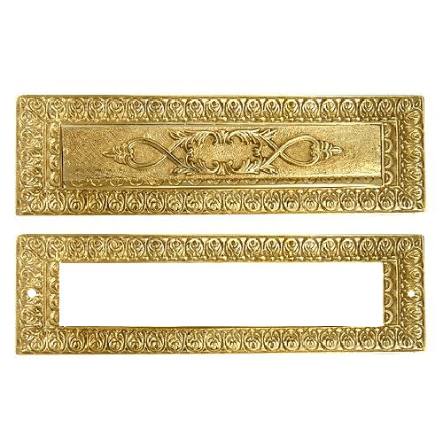 Antique Front Door Mail Slot - Victorian Style (Lacquered Brass Finish) COPPER MOUNTAIN HARDWARE