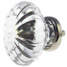 1 3/4 Inch Large Clear Crystal Swirl Glass Knobs (Brushed Nickel Base)