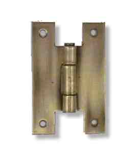2 1/2 Inch Metal Hinges: Pair of Antique Brass Metal Hinges - H Type (Flush Finish)