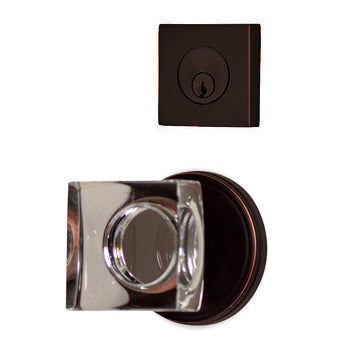 EMTEK Classic Square Entryway Set with Crystal Square Knob (Several Finishes Available)