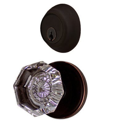Classic Disc Entryway Set with Crystal Octagon Knob (Several Finishes Available)