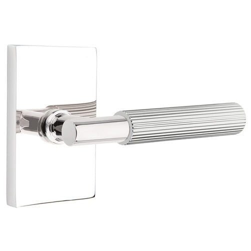 EMTEK Emtek T-Bar Straight Knurled Lever With Modern Rectangular Rosette (Several Finishes Available)