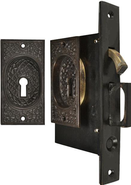 Craftsman Pattern Single Pocket Privacy (Lock) Style Door Set