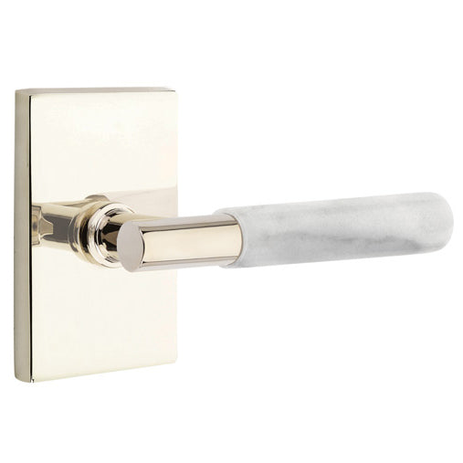 EMTEK Emtek T-Bar White Marble Lever With Modern Rectangular Rosette (Several Finishes Available)