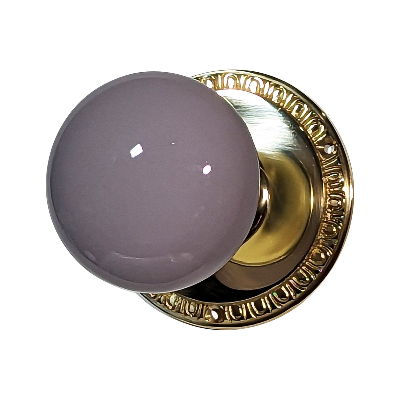 Grey Porcelain Door Knob with Egg & Dart Plate (Several Finishes Available)