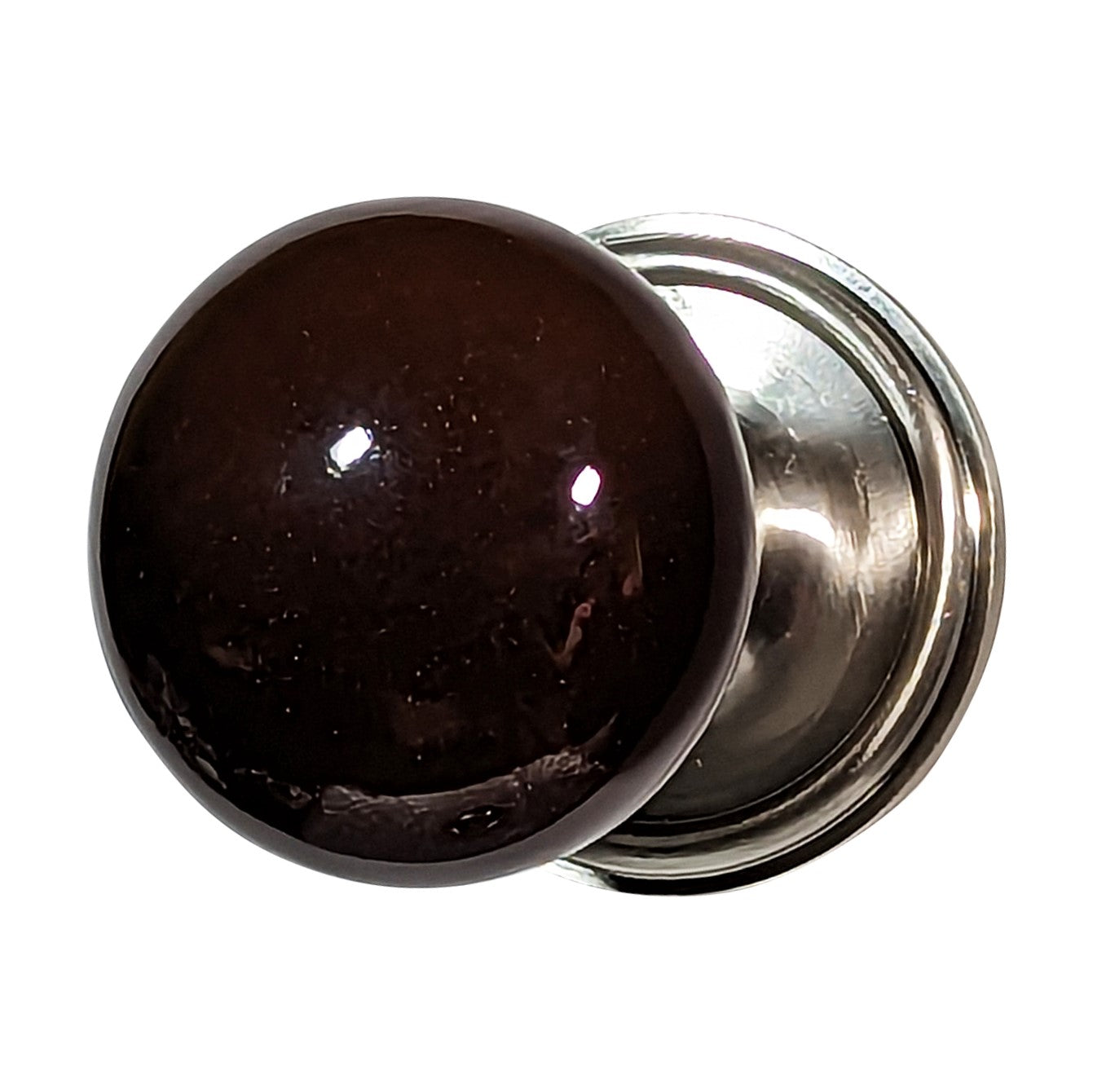 Brown Porcelain Door Knob with Traditional Rosette (Several Finishes Available)