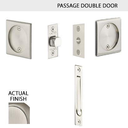 Square Solid Brass Pocket Door Tubular Double Door Set (Several Finish Options) EMTEK