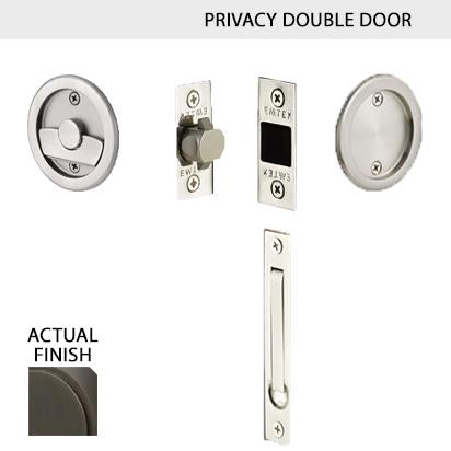 EMTEK Round Solid Brass Pocket Door Tubular Double Door Set (Several Finish Options)