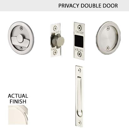 EMTEK Round Solid Brass Pocket Door Tubular Double Door Set (Several Finish Options)