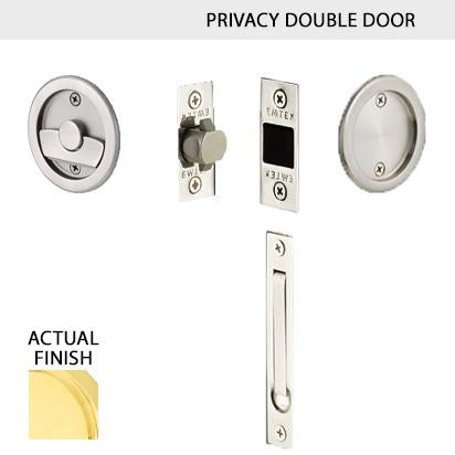 EMTEK Round Solid Brass Pocket Door Tubular Double Door Set (Several Finish Options)