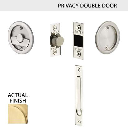 EMTEK Round Solid Brass Pocket Door Tubular Double Door Set (Several Finish Options)