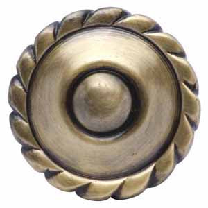 COPPER MOUNTAIN HARDWARE 1 1/2 Inch Solid Brass Georgian Roped Knob (Antique Brass Finish)