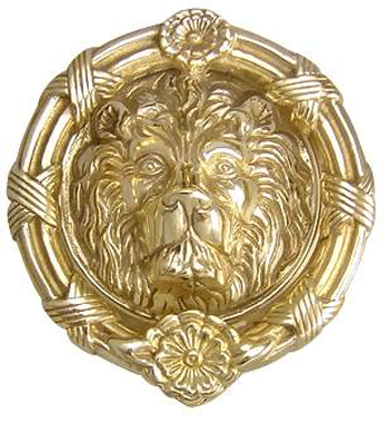 Ribbon & Reed 5 1/4 Inch Lion Head Door Knocker in Solid Brass (Polished Brass Finish)