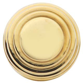 COPPER MOUNTAIN HARDWARE 1 3/8 Inch Solid Brass Art Deco Round Knob (Polished Brass Finish)