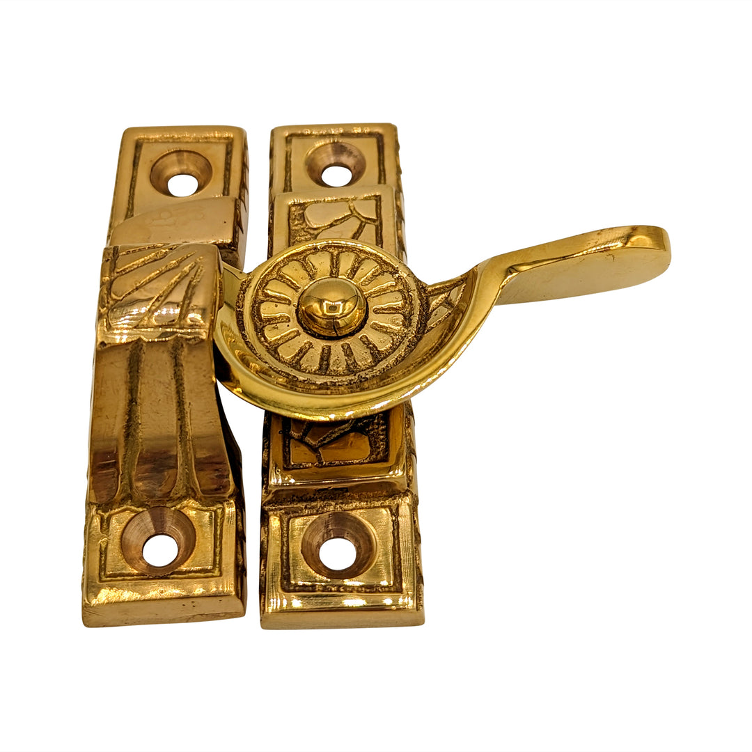 COPPER MOUNTAIN HARDWARE Solid Brass Art Deco Style Window Sash Lock (Polished Brass Finish)