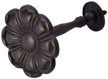 2 7/8 Inch Wide Solid Brass Curtain Tie Back - Large Flower Button (Oil Rubbed Bronze)